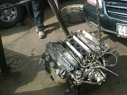 Engine change in progress